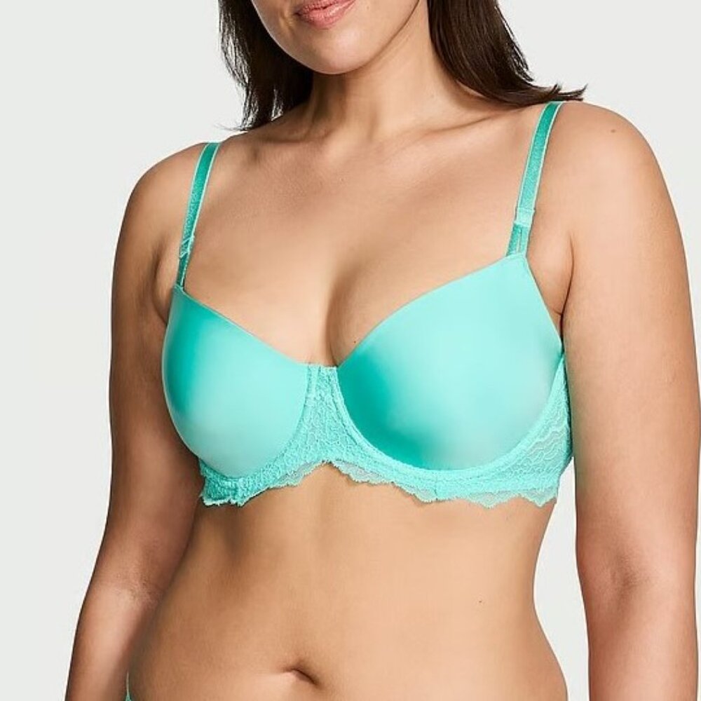 38DD Victoria Secret Dream Angels Unlined Push Up w/o Padding Bra Aqua Blue
